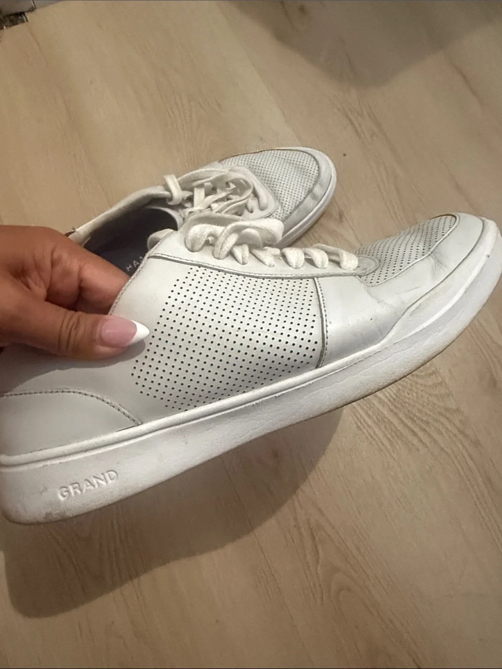 Cole Haan Men’s White Perforated Leather Lace-Up Sneakers